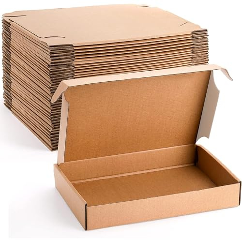 Jucoan 30 Stück Versandkartons, 30 x 20 x 5 cm braune Wellpappe, mittlere Versandkartons für den Versand, kleine Unternehmen