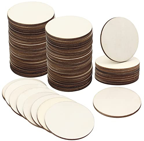 RUBY Circulos Madera Sin Acabado 100 Piezas Rodajas de Madera Discos de Madera 5cm x 2mm para Manualidades, Posavasos, Adornos del Hogar (100pcs,5cm x 2mm)