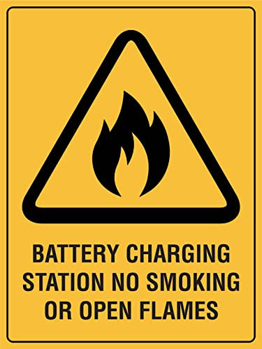 Warnschild Achtung Batterieladestation Nicht Rauchen Oder Offenes Feuer Retro Gefahrenhinweis Personalisierte Bade Wand Dekoration 20X30Cm, Metallschild