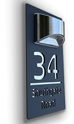 House Numbers Plaques With Solar Light House Numbers Door Signs Door Number For Wall Name For Outside Grey and Mirrored Silver