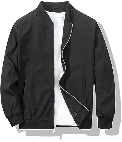 XiaoYouYu Men's Bomber Jacket Fashion Stylish Lightweight Windbreaker Spring Fall Casual Jackets for Men Black Large