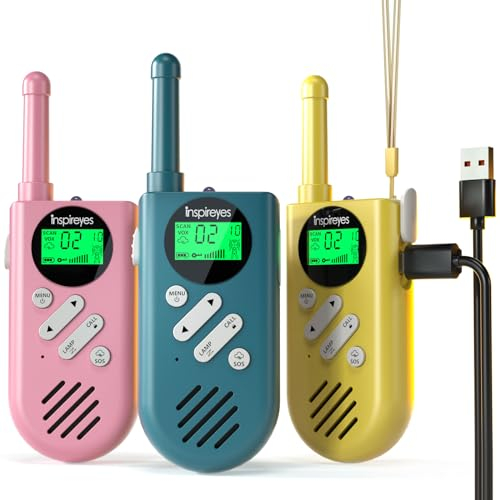 Inspireyes Walkie Talkie Kinder Aufladbar, 48 Stunden Arbeitszeit, 8 Kanäle 2-Wege-Radio, Geschenke für Jungen Mädchen, Outdoor Wandern Camping, 3-12 Jahre altes Spielzeug