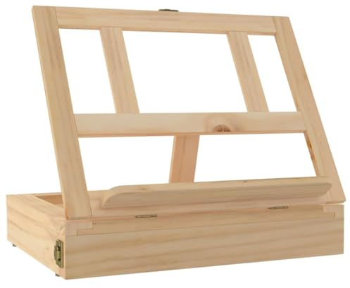 vidaXL Chevalet de Table avec Tiroir, Chevalet de Peinture avec Angle Réglable, Chevalet d'artiste Portable Bureau, Bois Massif de Pin