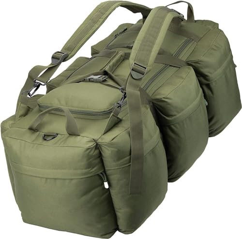 Sport Tent Große Reisetasche Faltbare Seesack Taktische Ausrüstungstasche Sporttasche Militärische Duffle Beutel 100L Rucksack für Wandern Trekking Camping Urlaub mit Schultergurte Armeegrün