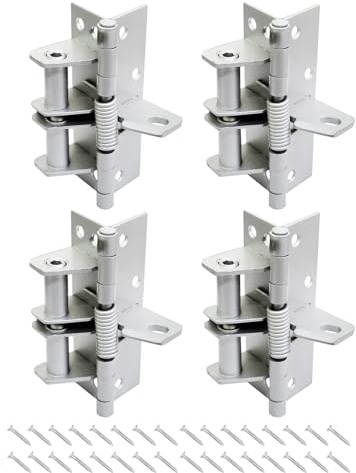 4 Pack 10cm Self-Closing Door Hinges, 4 Spring Interior Residential Hardware (Silver)