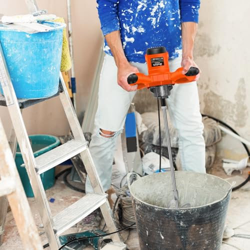 Miscelatore Per Malta, 2600W Miscelatore Malta, Miscelatore Cemento a 6 Velocità, Betoniera, Frusta per Miscelatore Edilizia, Impastatore Edile, Ideale per Mescolare Mangime, Gesso,Vernice,Ecc