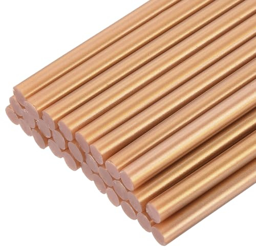 sourcing map Lot de 30 mini bâtons de colle chaude pour pistolet à colle, 10,2 x 0,7 cm, doré métallique