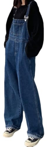 shownicer Salopette Casual Stretch Denim Donna Jeans Tuta con Tasche Ragazza Sciolto Overall Lunga Casual Jumpsuit G Blu XL