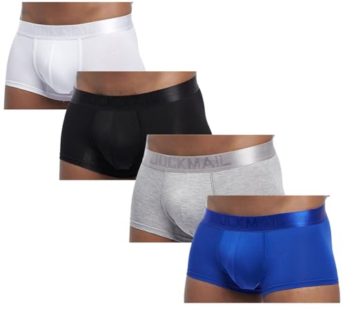 JOCKMAIL Herren Boxershorts 4er Pack – Modal Unterhosen Atmungsaktiv & Weich – Low Waist Männer Trunks mit Elastischem Bund