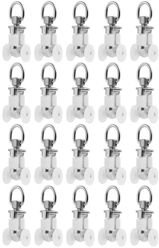 20 Piezas Rodillos para Rieles de Cortinas Metálicos, Rueda para raíl de Cortina, Rodillos Deslizantes, Accesorios para Colgar Cortinas en Salones, Dormitorios y Baños