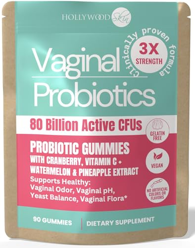 Vaginal Probiotic for Women | 80 Billion CFUs | 3X Stronger Formula with Lactobacillus rhamnosus GR-1, L. reuteri RC-14, Prebiotics, Vitamin C & D3 | Fast-Acting Odor & pH Support | 90 Gummies