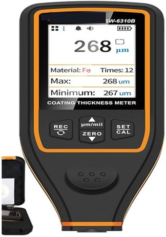Spessimetro Vernice, Calibro di spessore del rivestimento ad ultrasuoni for auto 0.1um/0-1700 Tester di spessore del film di vernice for auto Micrometro Strumenti misuratore di rivestimento(SW-6310B)