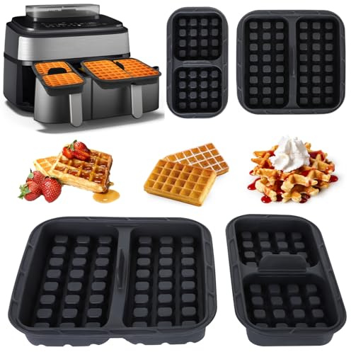 VINATO Pack 2 Moldes para Gofres para Airfryer 3000/5000, Accesorios Freidora sin Aceite, Silicona Molde Gofres Air Fryer, Compatible Dual