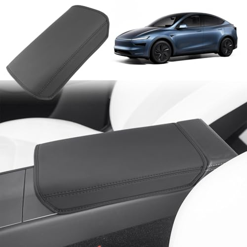 GAFAT Nuovo Tesla Model Y Juniper 2025 2026 Copertura Bracciolo Console Centrale, Tesla Model Y 2025 Braccioli Protezione PU Microfibra Pelle Imbottiture, 2026 Tesla Model Y Accessori 2025 (Nero)