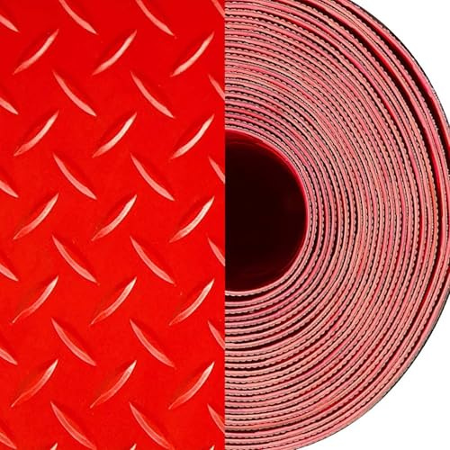 KFGISD, Gummi-Bodenmatte, rot, 0,6 bis 6 m, Bodenschutzmatte for Keller/Schuppen/Eingang/Pferdestall,Gummibodenmatten für Garagen(1.2x2m/3.9x6.6ft)