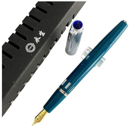 EAMOM Penna stilografica a stantuffo con inchiostro visivo, cancelleria, ufficio, scuola, regalo per firme (blu scuro, EF 0,38 mm)
