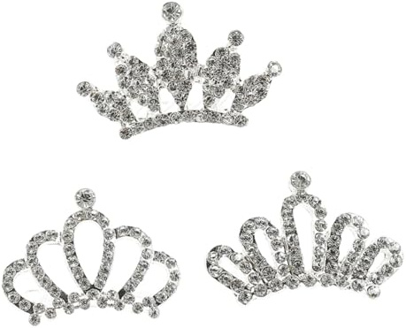 Hohopeti Lot de 3 Diadèmes en Strass pour Garçon et Filles, Peigne à Cheveux pour Filles, Petite Tiare Scintillante, Accessoires de Fête D'anniversaire, Coiffure Décorative pour Bébé