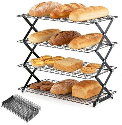 THCTYRP Rejilla de Refrigeración Plegable de 4 Niveles | Color negro, diseño plegable para ahorro de espacio