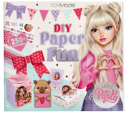 Depesche 13730 TOPModel - DIY Paper Fun Kreativbuch Set mit 32 bunten Seiten zum Basteln und Gestalten von Briefen, Postkarten UVM. inkl. 2 Stickerbogen, Rosa