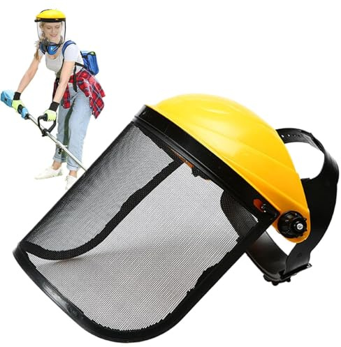 Face Shield With Mesh Visor For Chainsaw – Flip-Up Protective Screen For Safety And Eye Protection, Trimming Chainsaw Garden Metal Mesh Visor, Adjustable Safety Face Shield For Gardening