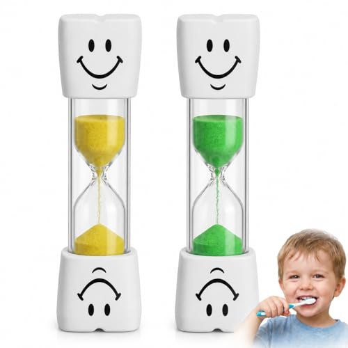 NYVOR 2 unidades de reloj de arena para niños de 3 minutos, temporizador de cepillado de dientes, duradero cepillado de dientes, gestión del tiempo, inastillable, resistente al agua, reloj para niños
