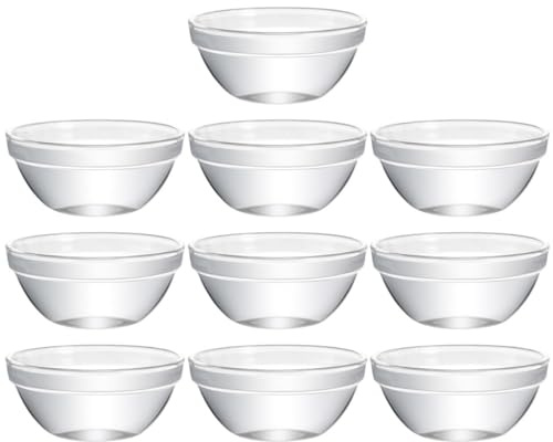 POPETPOP 10pezzi Ciotole in Vetro Trasparente per Insalata e Dessert Resistenti al Calore Materiale Alimentare Facile da Pulire Scodelle Decorative Multiuso per Casa e Ristorante