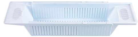 Badkarshylla utdragbar 80 cm badkar Caddy bricka PP plast med fack halkfri organiserare för badkar badrum