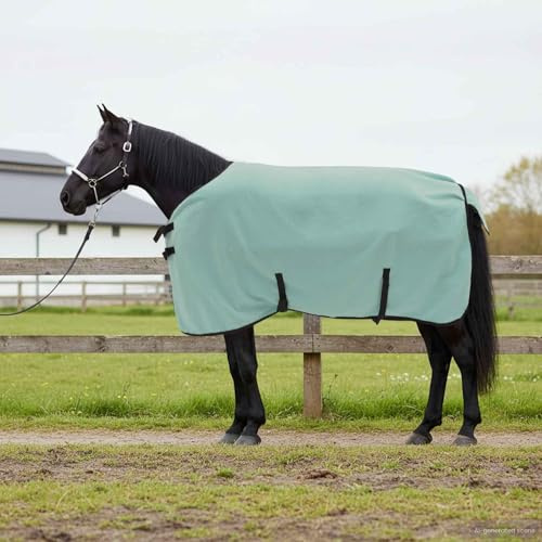 Kaloriko Couverture Équine Gris Clair et Rose, Polyester, Tissu Respirant, Protection Contre Pluie et Insectes, idéale pour l'extérieur, Transport, Concours, Cheval, Poney, Poulain, Jument