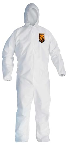 Kleenguard A30 Breathable Splash and Particle Protection Coveralls (46115), REFLEX Design, Hood, Zip Front, Elastic Wrists & Ankles (EWA), White, 2XL, 25 / Case
