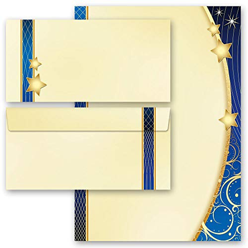 Briefpapier Set, 40 tlg. Winter, X-MAS Weihnachten 20 Blatt Briefpapier + 20 passende Briefumschläge DIN LANG ohne Fenster | Paper-Media