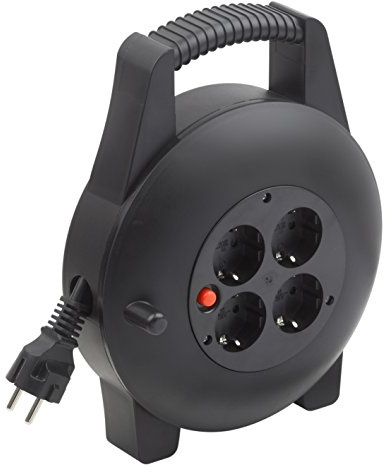 Meister Kabelbox H05VV-F3G1,5 – 10 m Kabel – Kabelrolle mit 4 Steckdosen | Thermoschutz-Schalter – Indoor – Kabelbox mit Verlängerungskabel – Leitungsroller mit Kurbel – für Kabelbefestigung