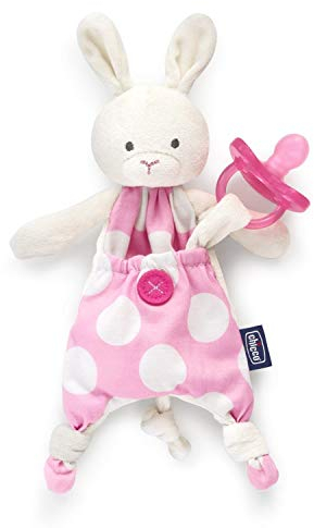 Chicco Pocket Friend - L'Amico del Succhietto, Portaciuccio Neonato, A Forma di Coniglietto, Pratico e Igienico, Pupazzetto Da Coccolare, Regalo Neonata Femmina, Lavabile in Lavatrice, Rosa