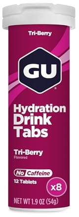 GU Energy Hydration Electrolyte Drink Tablets, 8-Count(96 Servings), Tri-Berry