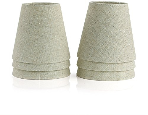 Fuloon 6er Set Lampenschirme für Kerze Kristall Kronleuchter Wandleuchte Hängelampe Stoff Lampenschirm (Beige)