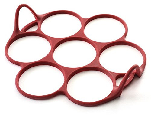 Norpro 957R Silicone Silver Dollar Pancake/Egg Ring, 7 Count,Red