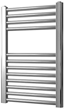 Greened House Chrome Straight Heated Towel Rail 400mm Wide x 600mm high Flat Central Heating Towel Radiator