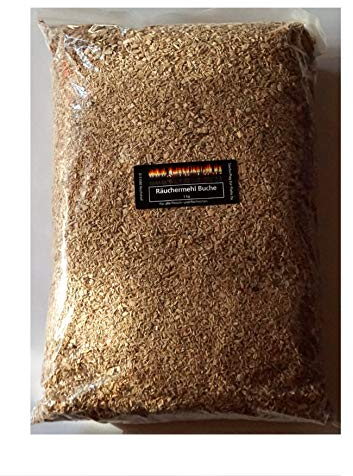 Räuchermehl Buche 1000g Buchenmehl Beech Körnung 0,5–1,5 mm Buchenspäne BBQ - Naturholz aus PEFC-Forstwirtschaft-HACCP-Zertifiziert - Rauchaktiv – Glimmstark – Hygienisch verpackt