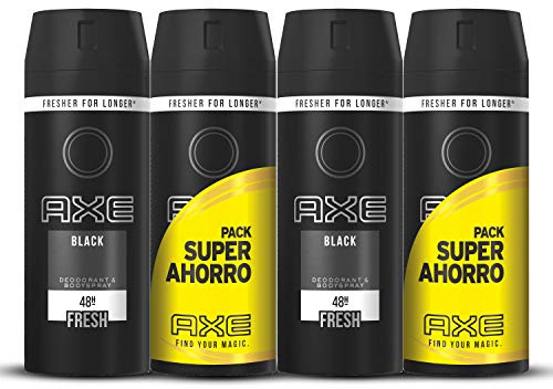 Axe Desodorante Black Pack Duplo Ahorro - 2 Paquetes de 2 x 150 ml (Total: 600 ml)