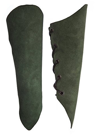 Andracor - Leichte Armstulpe aus echtem Wildleder - spitz zulaufende Armschützer mit Schnürung - Grün