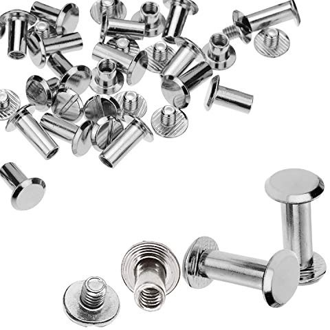 Trimming Shop Chicago Schrauben, Nieten mit flachem Kopf, langlebiges Messing, Anti-resistent für Buchbindung, Kunst, Handwerk, DIY Lederwaren, Dekoration, Silber, 9 mm x 20 mm, 10 Stück