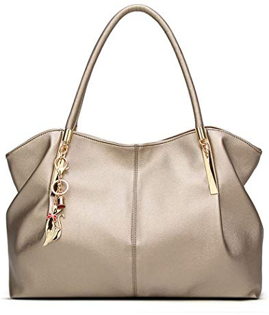 BUKESIYI Damen Tasche Handtasche Umhängetasche Schultertasche Frauen Kulturbeutel Weekender Klein PU Leder DE77218 Gold