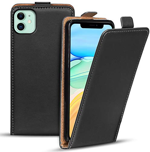 Verco Flip Cover für iPhone 11 Case, Flipstyle Schutzhülle für Apple iPhone 11 Hülle Kunstleder Tasche vertikal klappbare Handyhülle, Schwarz