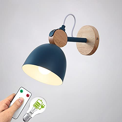 civaza Applique Da Parete A Batteria, Applique Senza Fili Con Telecomando, Inclusa Lampadina Di Emergenza Ricaricabile Da 400 Lumen, Luci Da Camera Da Letto (Color : Dark blue, Size : 1bulb)