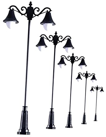 SunniMix 5/Set Miniature Train Railway Lampadaire Mini Jardin L'architecture Railroad Construction Modèle LED Lampadaire Paysage Disposition - 1:75