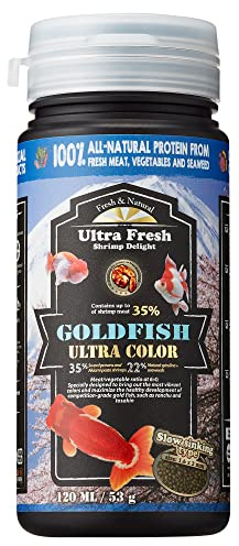 Ultra Fresh Sinking Goldfish Food, Color Enhancing, Balanced Diet, All Natural Ingredients, Clear Water Formula, Slow Sinking Gold Fish Pellets, Goldfish Ultra Color 1.87 oz