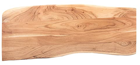 SAM Holzplatte Emilio 100x40 cm Akazie Natur lackiert Baumkante Tischplatte | Baumkanten-Platte, Akazienholz naturfarben massiv, für Heimwerker, Arbeitsplatten, Tische & Fensterbretter
