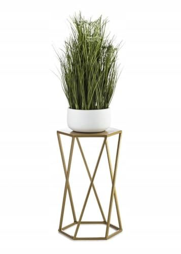 HowHomely Växtpall metallpall växter 40 cm blompall metall – blompelare växtpall hög – blompelare metall gyllene