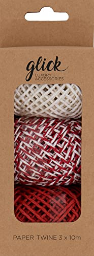 Cinta de Cordel de Navidad, Multipack Twine Nordic Christmas Paper Ribbon. Cinta de Cordel de Navidad roja y Blanca, Cinta de Navidad para Envolver Regalos