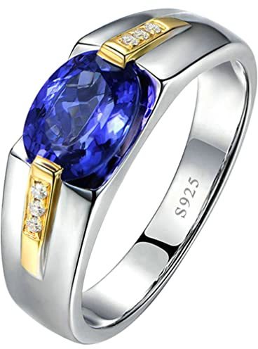 Epinki Silberringe Damen, Breit Klassisch mit Simulierte Blau Saphir Pärchen Ringe Freundschaftsringe Verlobungsring Echt Silber Schmuck Gr.60 (19.1)