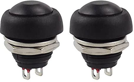 2x Drucktaster rund Taster 12mm DIY Druckschalter AC 1,5A/230V 12V NON-Momentan button | Schwarz